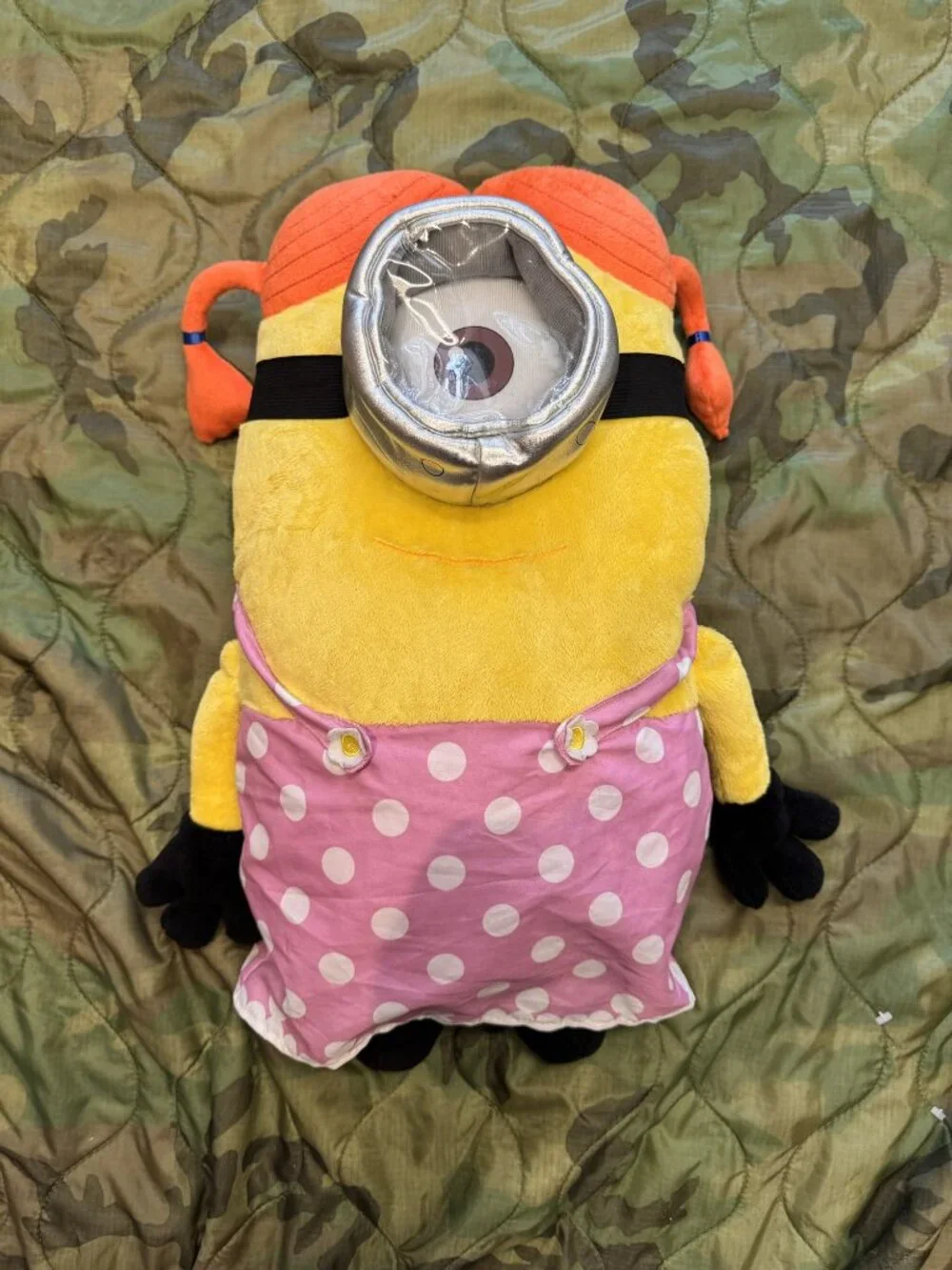 Despicable Me Minion Plush Pillow Pink Polka Dot Outfit